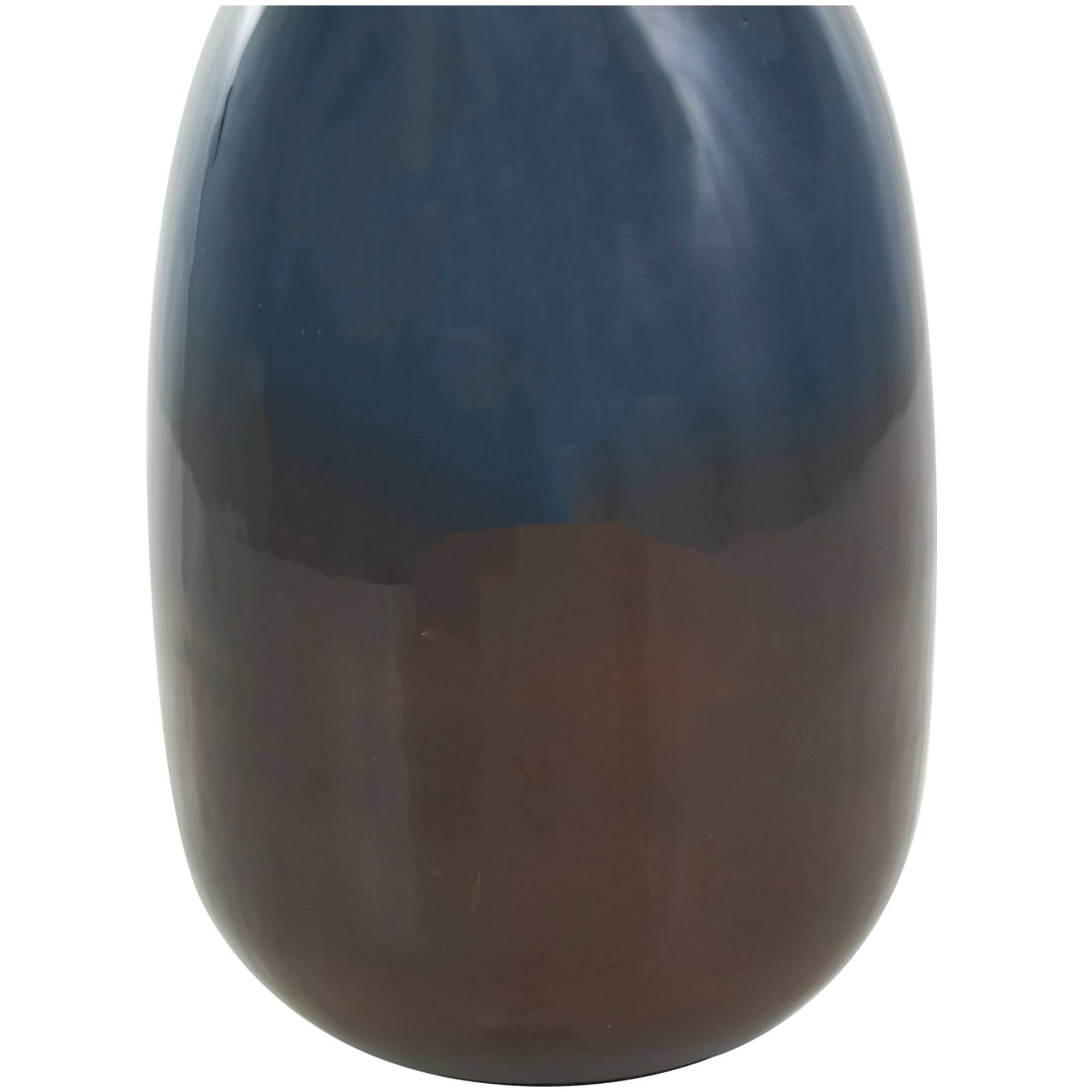 Blue Metal Ombre Decorative Jars with Brown Accents & Silver Ring Handles Set